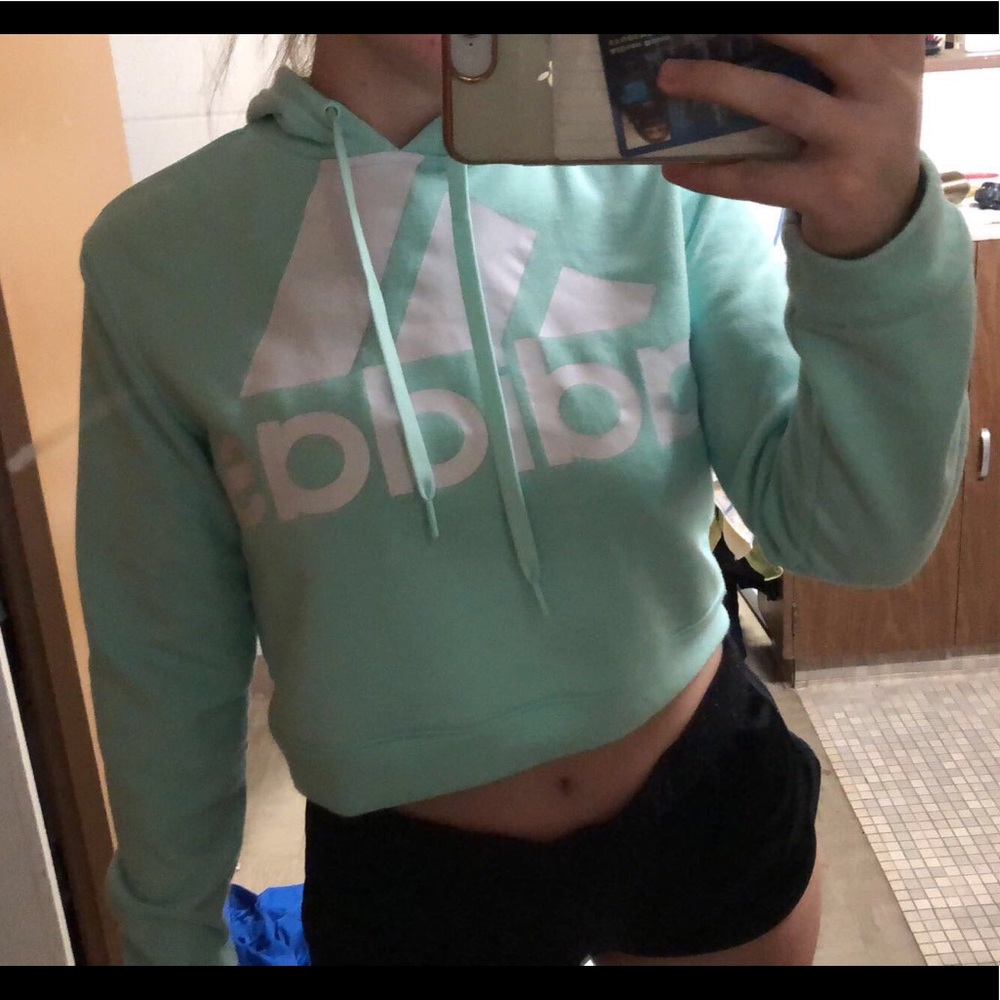 Teal adidas cropped hoodie